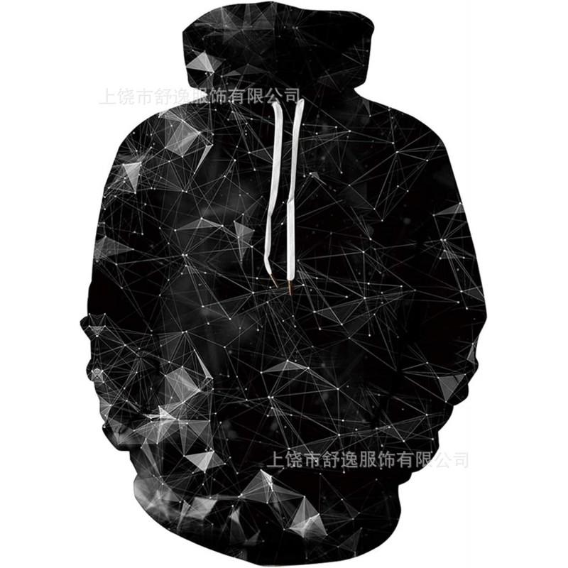 Mens Oversized Hooded Sweatshirt With Digital Print Casual Long Sleeve Top