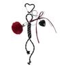 Retro Handmade Knitted Bowknot and Heart Charm Key Holder Bag Pendant Accessories Stylish Car Key Ring for Daily Use
