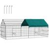 Cușcă exterioară pentru iepuri cu țarc structură de oțel cu protecție solară și uși blocabile 185 x 75 x 75 cm verde