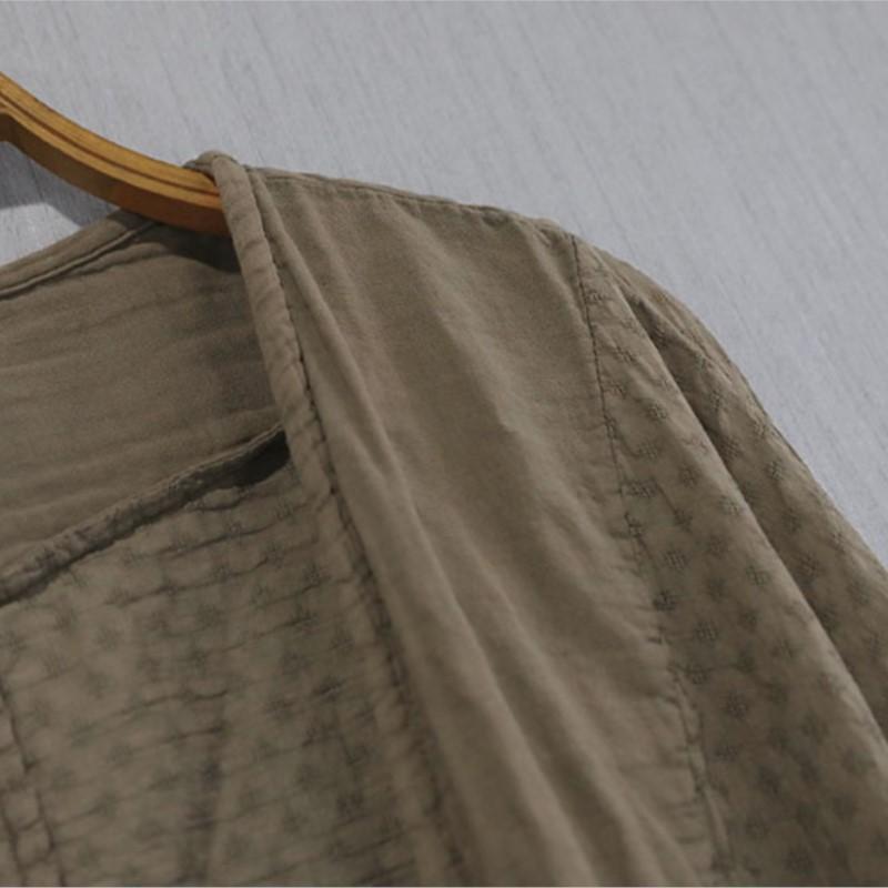 Johnature Damskie Koszule Vintage Patchwork Wiosna Damskie Luźne Płaszcze w Stylu Chińskim