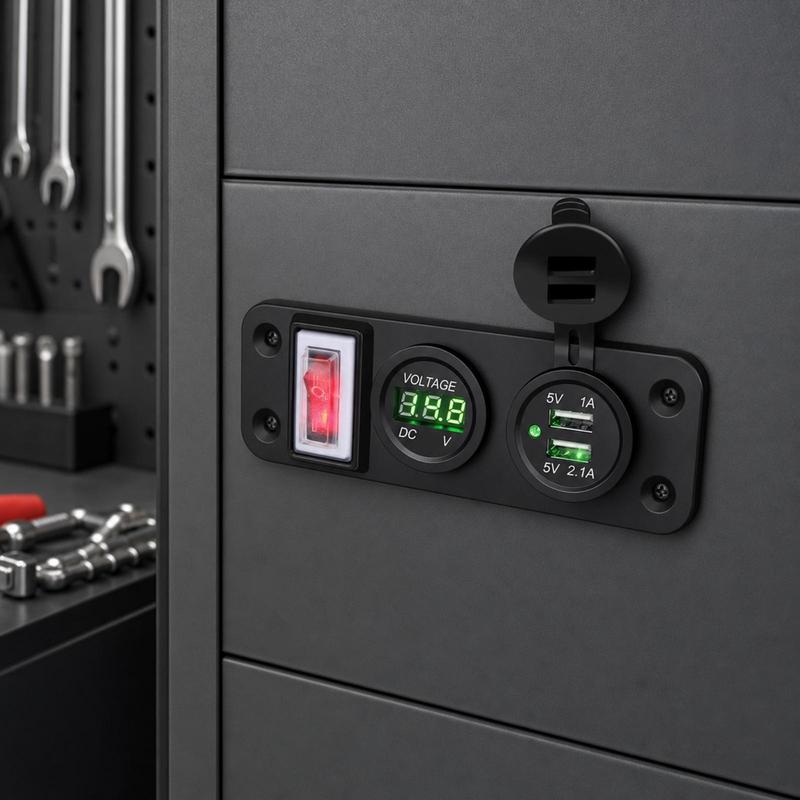 Car Switch Panel with USB 12V Switch Panel with Voltmeter Pre-Wired for Hobbyists