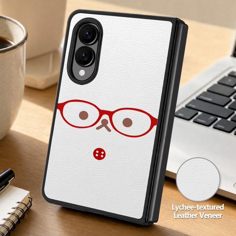 Cute Cat Rabbit Print Case For Samsung Z Fold 8 Ultra 7 6 5 4 Hybrid Leather Skin Hard PC Bumper Cover For Galaxy Z Fold8 Fold7 Fold6 Fold5
