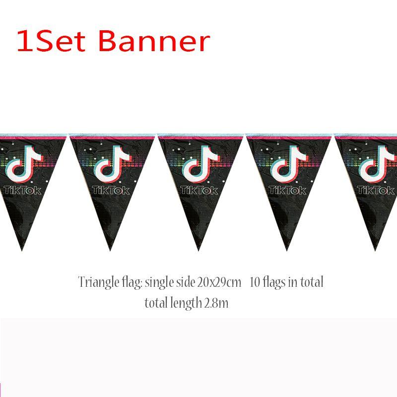 

Tok Tik Birthday Party Supplies Tableware Decor Plates Cups Banner Tablecloth Banner-1Set