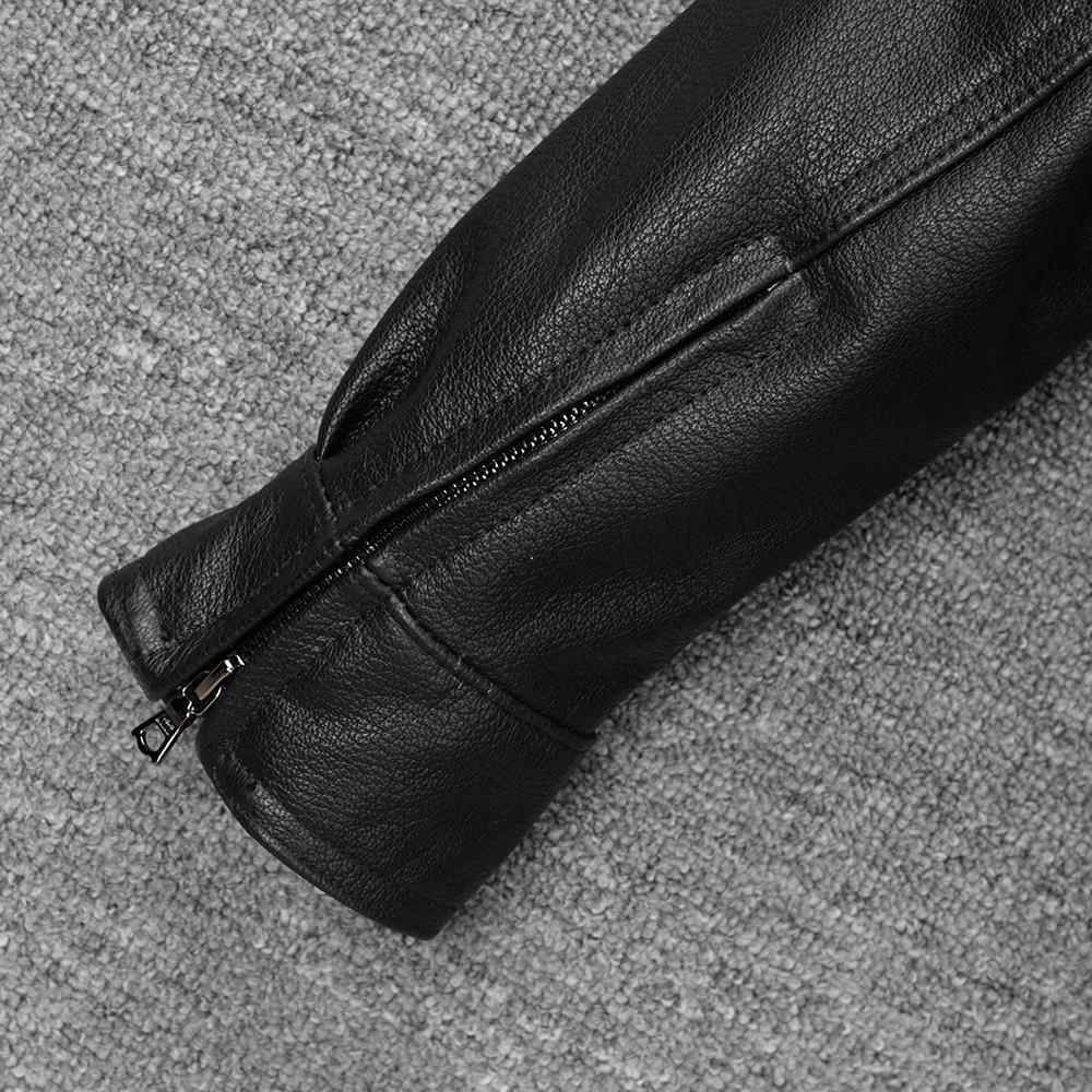 Black Genuine Cow Men Leather Jacket Loose Oversized Flight Jackets  Real Cowhide Men's Coat Autumn Spring