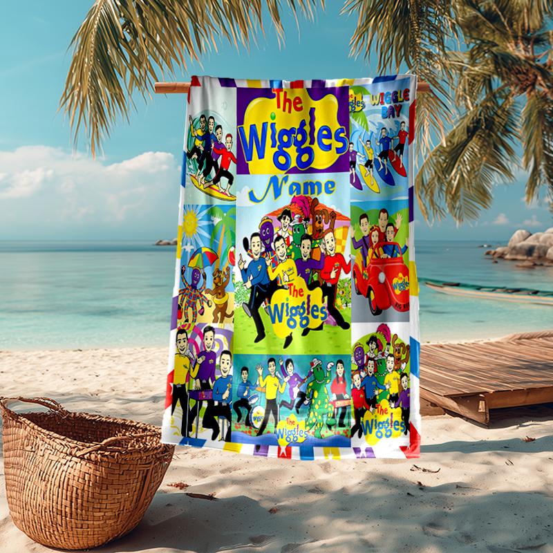 Individuelles ultraweiches Strandtuch mit dem Wiggles-Thema, ideal für Pool - Camping, Tauchen - Perfektes Reiseutensil, Lebendiges Strandtuch.