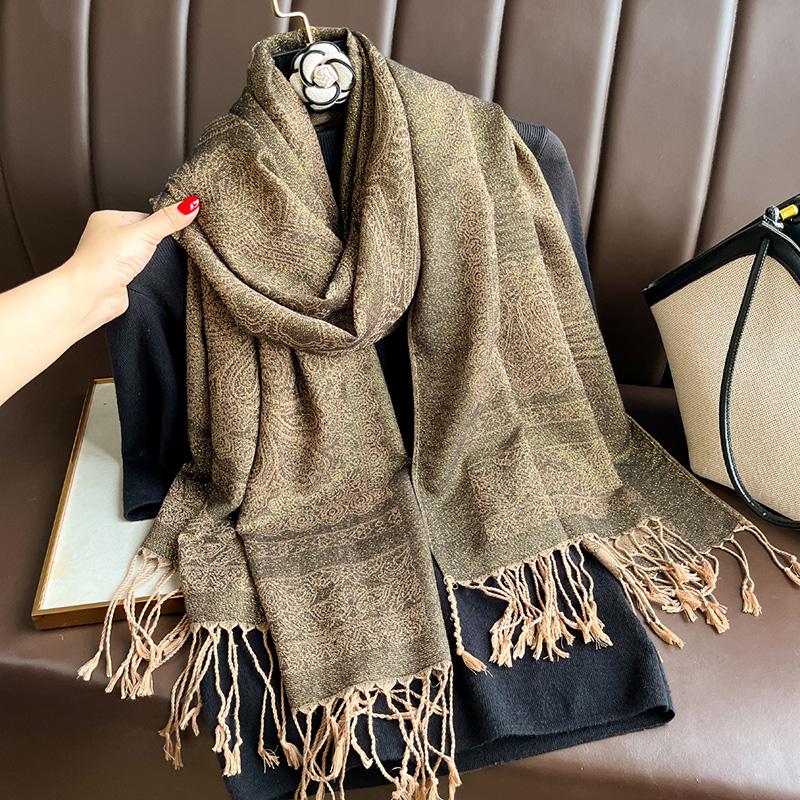 Tassel Blanket Design Pashmina Autumn Warm Shawl Wrap Cashmere Scarf Women Neckerchief Poncho Stoles Foulard Bufanda