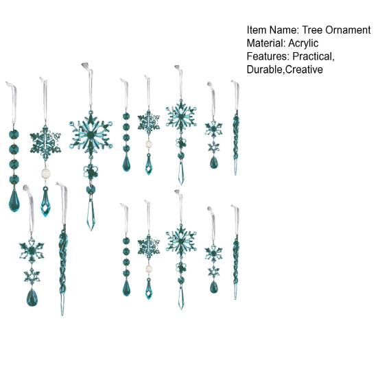 15Pcs  Acrylic Snowflake Ornaments Snowflake And Ice Crystal Hanging Decor for Christmas Tree Transparent Winter-Themed Craft Party Favor