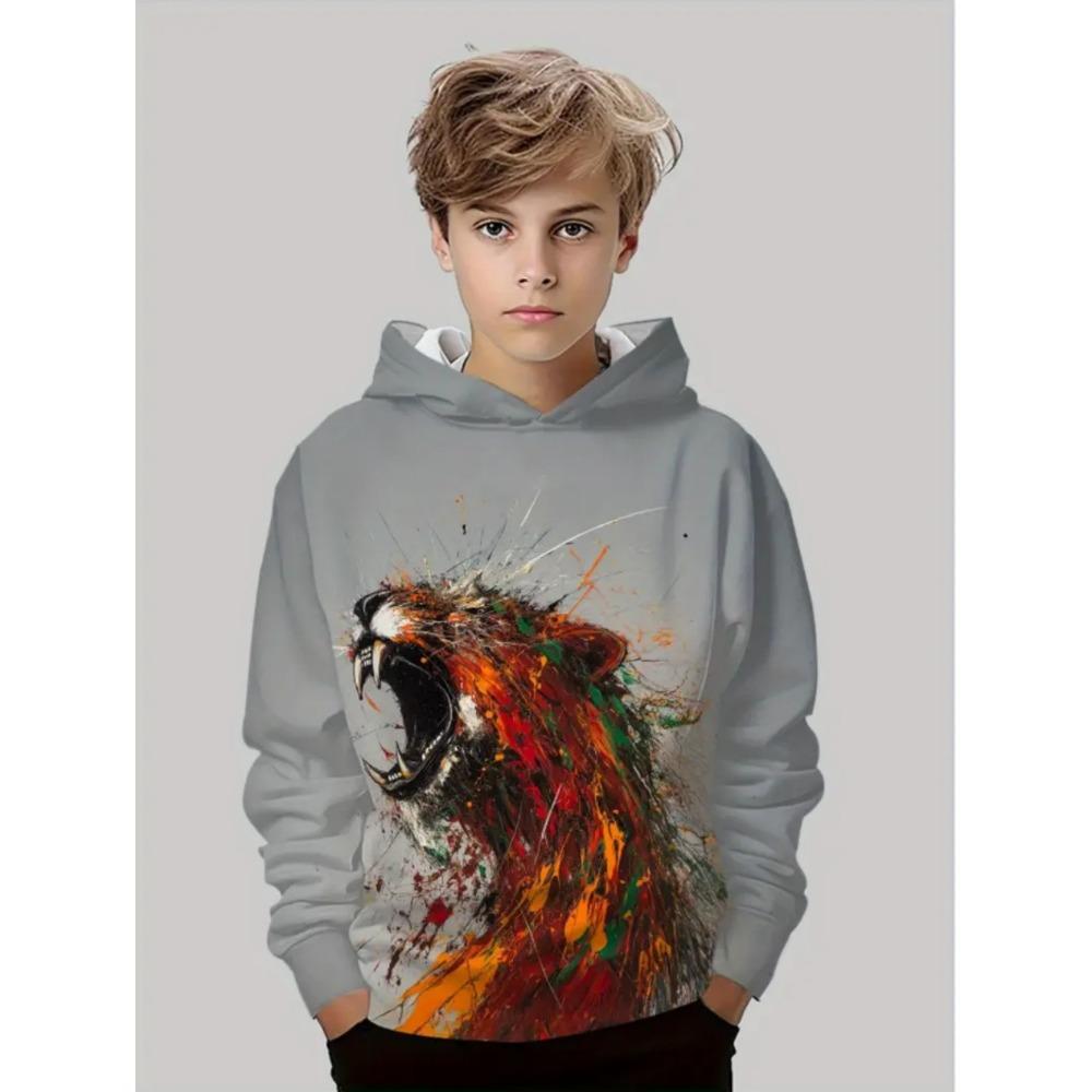 Wolf Children's Hoodie Cool Animals 3D Print Top Autumn Fashion Pullover Long Sleeves Sweatshirt Comfortable Children's Clothes