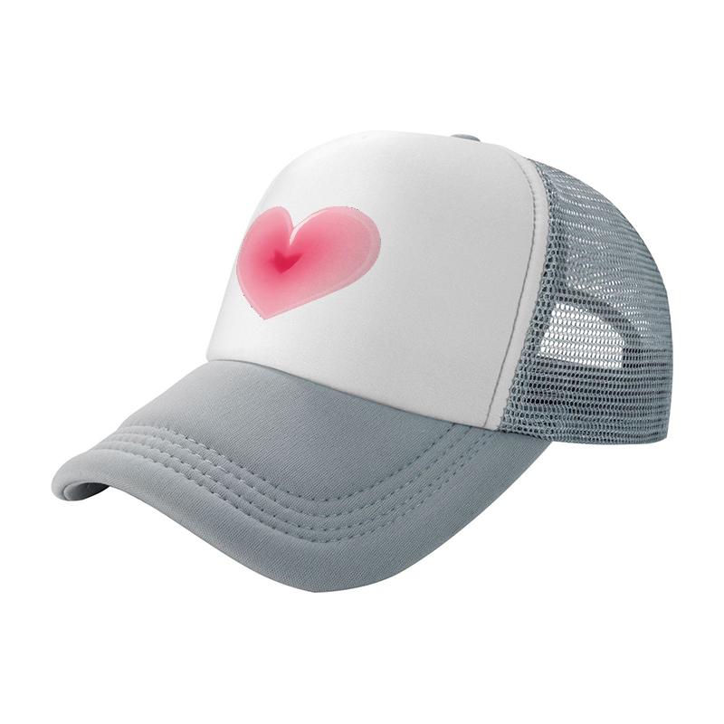 Pink Heart Logo Mesh Trucker Hat Breathable Baseball Cap Fashion StateUnisext Unisex Streetwear Accessory