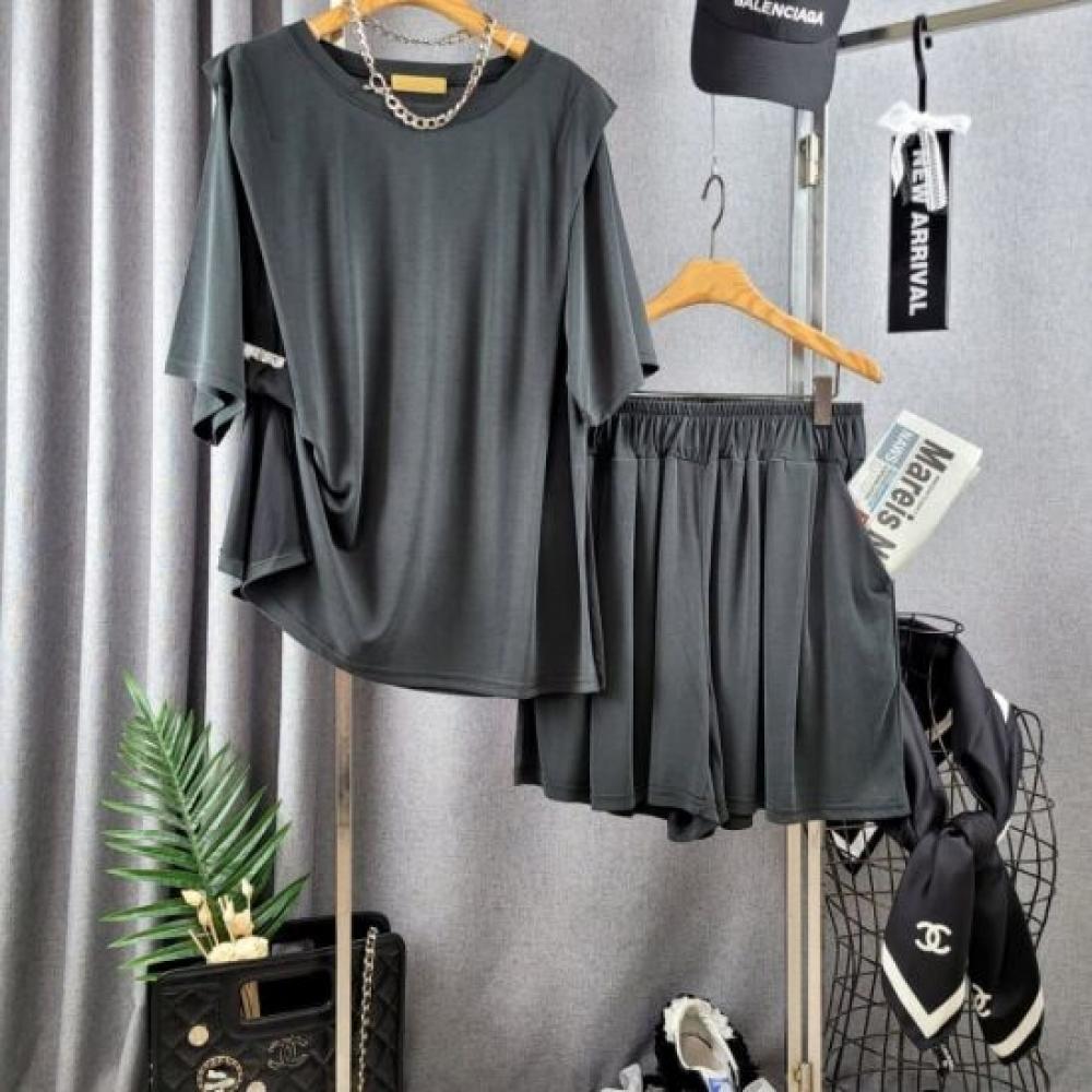 C S In The Room Women Shale Modal SpliT wIng T ShirT   bandIng ShorTS SeT 3Color