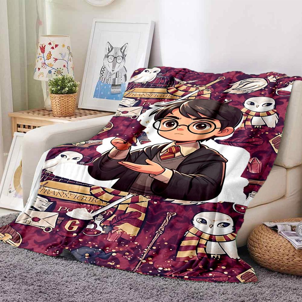 1pc Harry Potter Blanket Lightweight Flannel Throw For Sofa, Bed, Travel, Livingroom, Office, Couch, Chair, And Bed