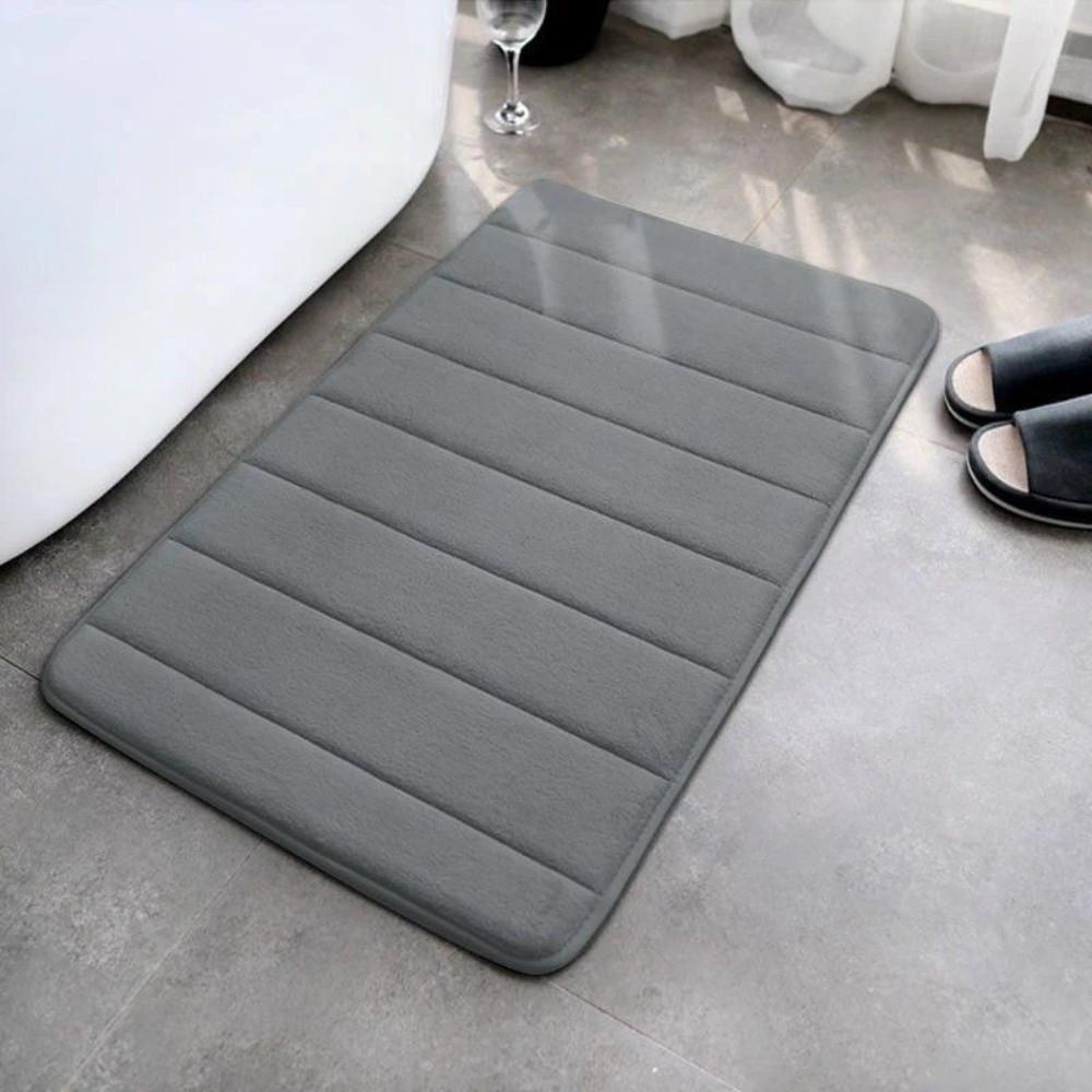New 40*60cm Bath Mat Dry Fast Soft Memory Foam Mat Anti-skid Striped Coral Velvet Water Absorption Mat Home Floor