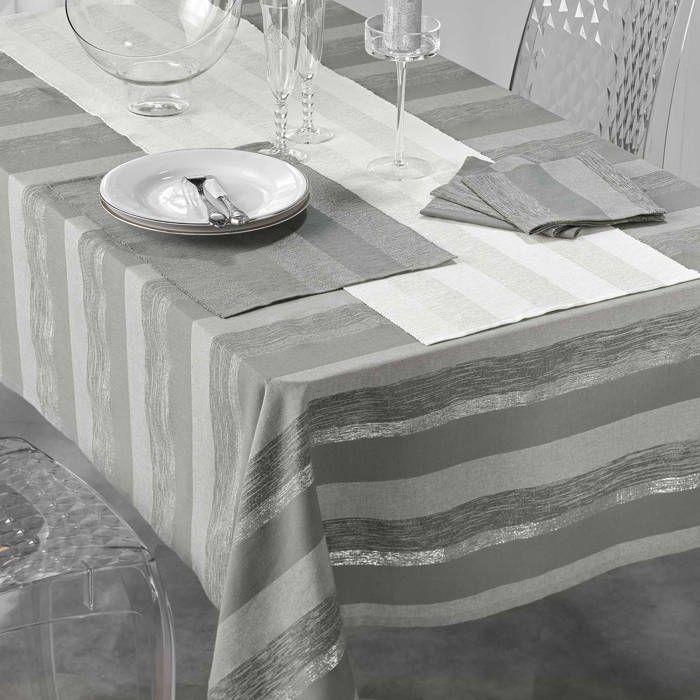 3 Serviettes de table coton Eldora gris argent