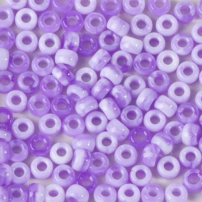 "100 Pcs Large Hole Transparent Frosted Barrel Beads - Colored Onion Powder Plastic Pony Beads for Dreadlocks and Wigs"