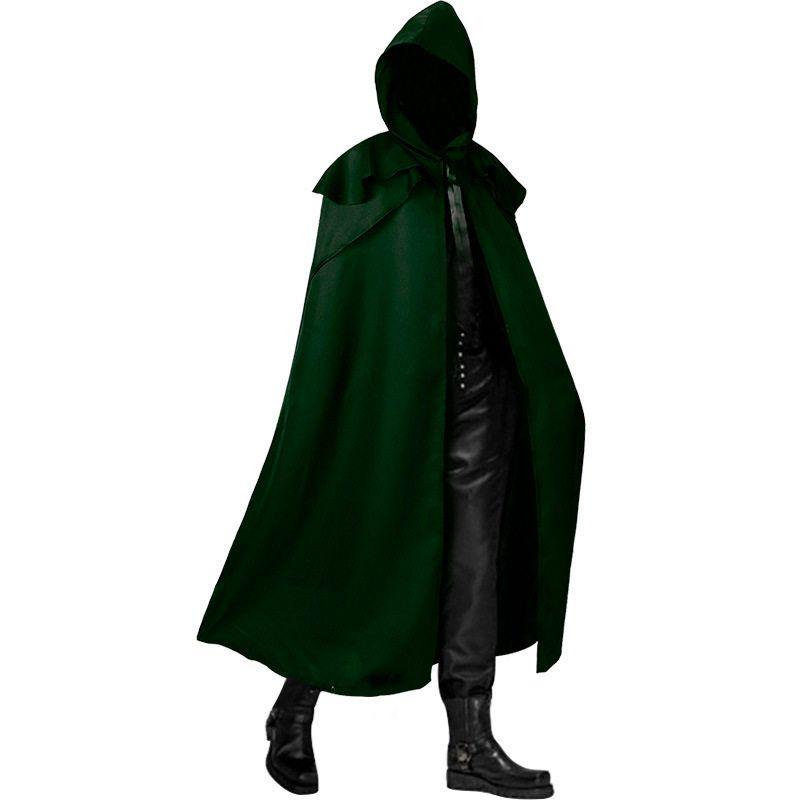 Medieval Hooded Coat Gothic Trench Coat Halloween Devil Wizard Death Cloak Robe Cape