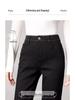 Women's Fleece-Lined High-Waisted Slimming Cigarette Jeans - Petite, Straight-Leg, Thickened for Autumn/Winter 2024.