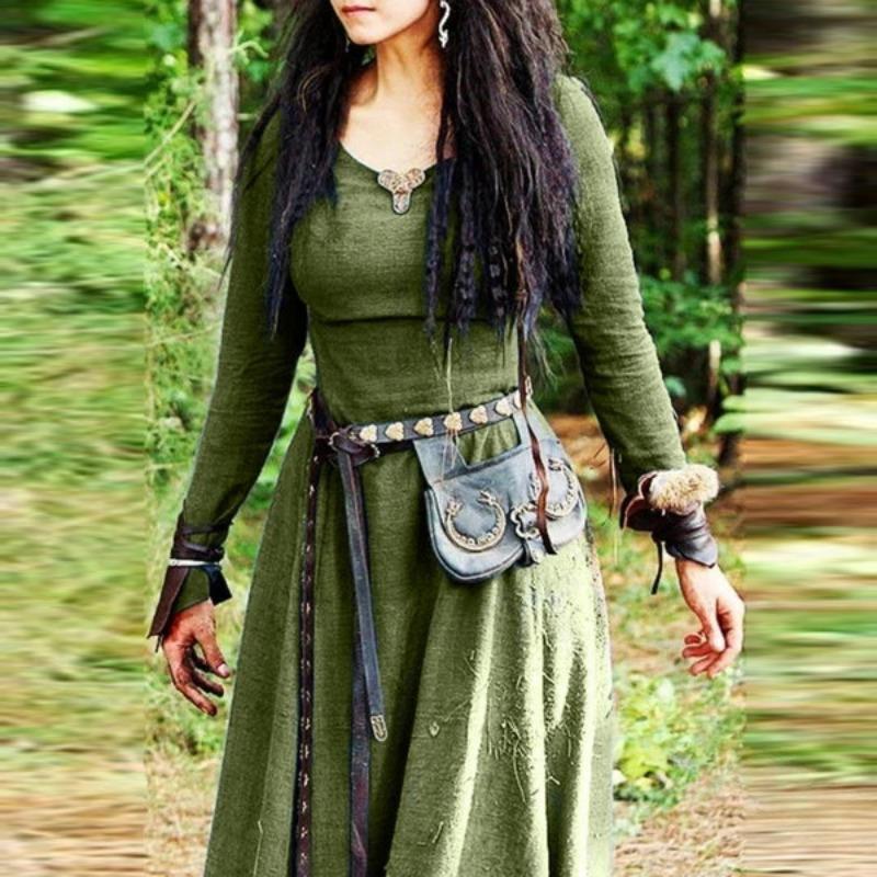 Women Retro Long Dress Carnival Party Fancy Dress Costume Medieval Renaissance