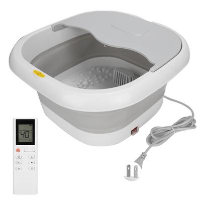 Electric Heating Massage Footbath Bucket Household Folding Red Light Foot Spa MachineGray US Plug