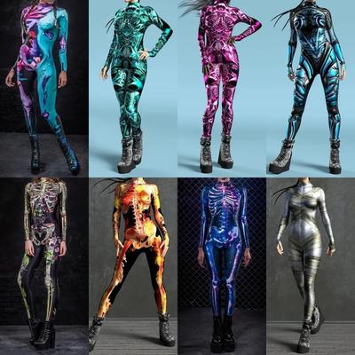 Yetişkinler İçin 3D Dijital Baskılı Sahne Kostümleri Cadılar Bayramı Etkinliği Karnaval Temalı Parti Cosplay Kostümü Rol Yapma Oyunu Tulum