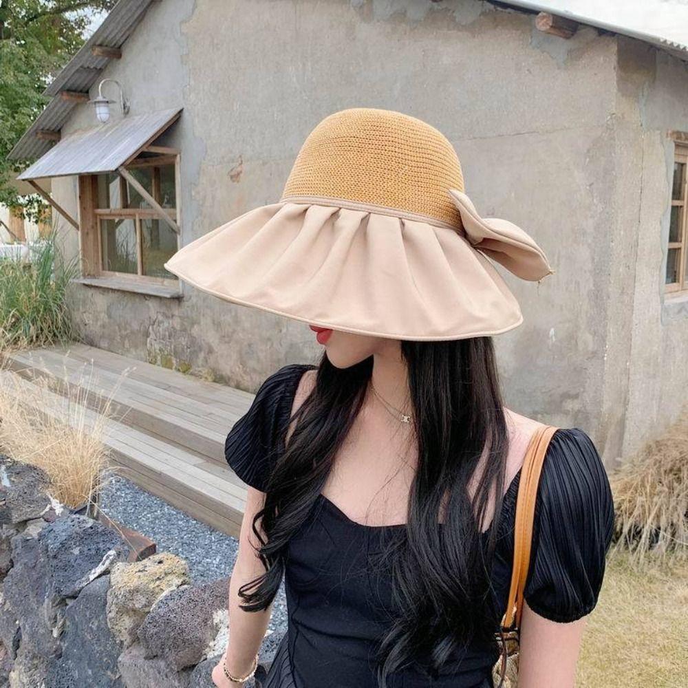 

Foldable Sun Cap Wide Brim Beach Cap Summer Panama Hat Women розовый