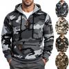 Herren Herbst/Winter Camouflage Halbreißverschluss Kapuzenpullover mit Arbeitskleidungstaschen und Kordelzug Kordelzug Oberteil
