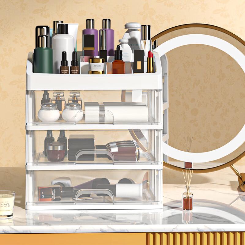 Transparent 3-Tier Desktop Storage Drawer Organizer