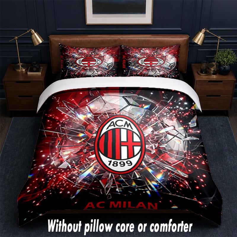 AC Milan Design Bed Bedding Set 1 Duvet Cover + 2 Pillowcases Soft Breathable Household Bed Linens