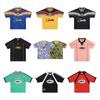 Mens Breathable Sporty Polo T-Shirt With Geometric Print Loose Fit Short Sleeve Casual Tee