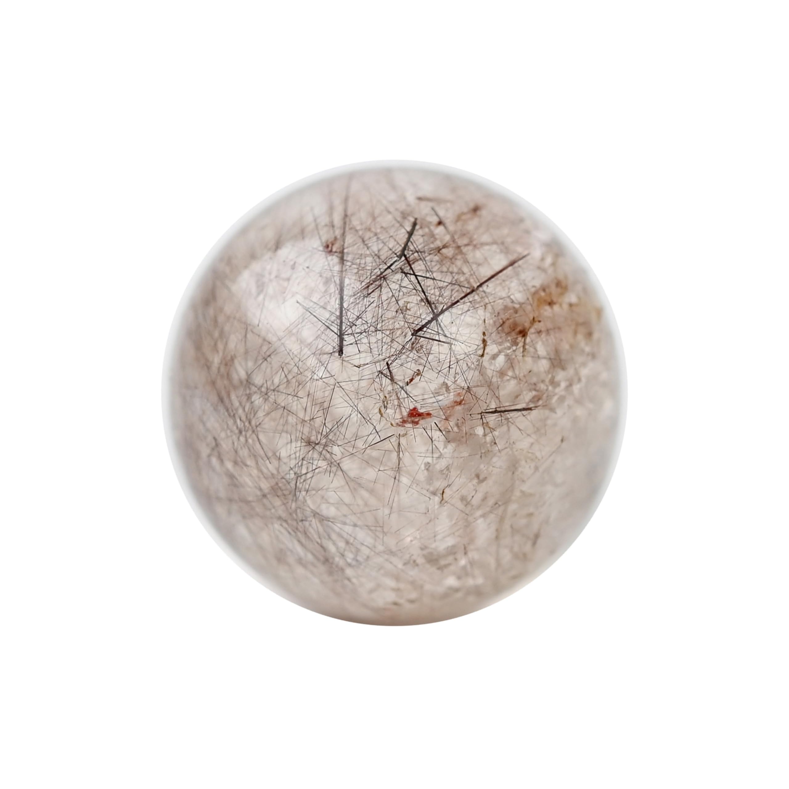 

Eigado Rutilated Quartz Red Rutilated Good Work Power Amulet Sphere, 25mm, 21.7g, Quartz, Fortune, Luck, Stone,