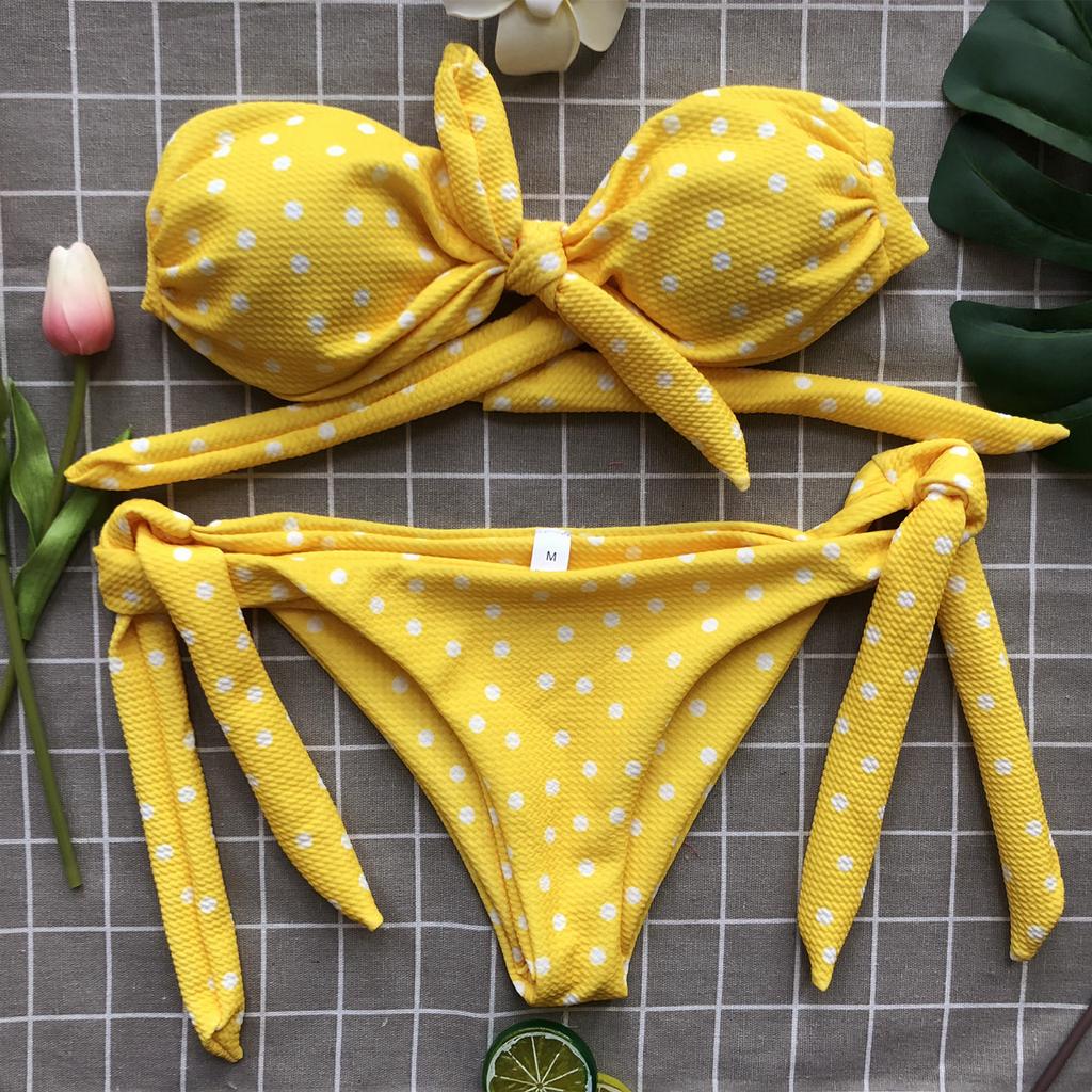 Sexy Polka Dot Bandeau Bikini Set Swimsuit Women Swimwear Bandage Two Piece Bathing Suit