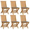 vidaXL Folding Chairs with Grey Cushions, 6-piece, Solid Wood Teak Wood