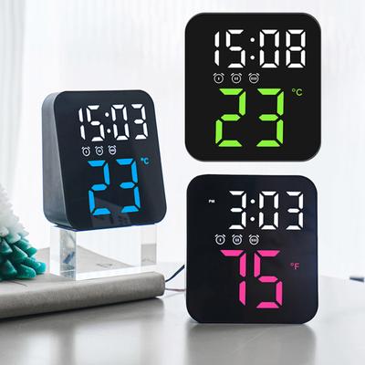 Led Electronic Digital Alarm Clock With Temperature Time Date Display 2 Levels Adjustable Brightness