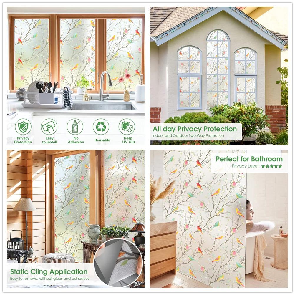 Αυτοκόλλητο Παραθύρου Απορρήτου Στατικής Πρόσφυσης Διακοσμητικό Αποκλεισμού Ήλιου Χωρίς Κόλλα Προστασία Anti-UV Έλεγχος Θερμότητας Αυτοκόλλητα Γυαλιού για Σπίτι
