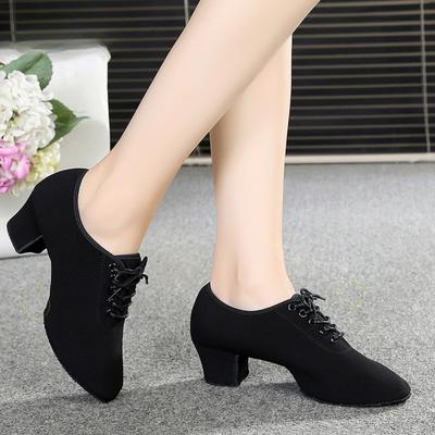 Chaussures de Danse Latine de Mode pour Femmes Semelle Souple Tissu Oxford Chaussures de Danse de Salon Modernes Jazz Danse Carrée