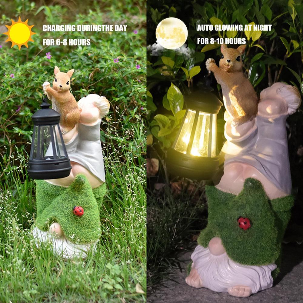 Outdoor Garden Gnomes Resin Solar Lantern Yard Gnomes Outdoor Statues Funny Sculptures Figurine Outdoor Decor Lawn Ornaments For