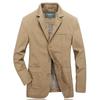 Men's Khaki Casual Blazer Jacket with Notch Lapel and Button Cuffs