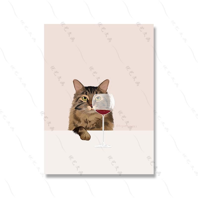 Funny Cat Poster White Cats Taste Red Wine Canvas Painting Cat Lover Gifts Kitchen Wall Art Pictures for Living Room Home Decor