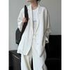 Office Lady Linen Sunscreen Suit Jacket Women's Notched Long Sleeves Single Breasted Big Pockets Design Coat