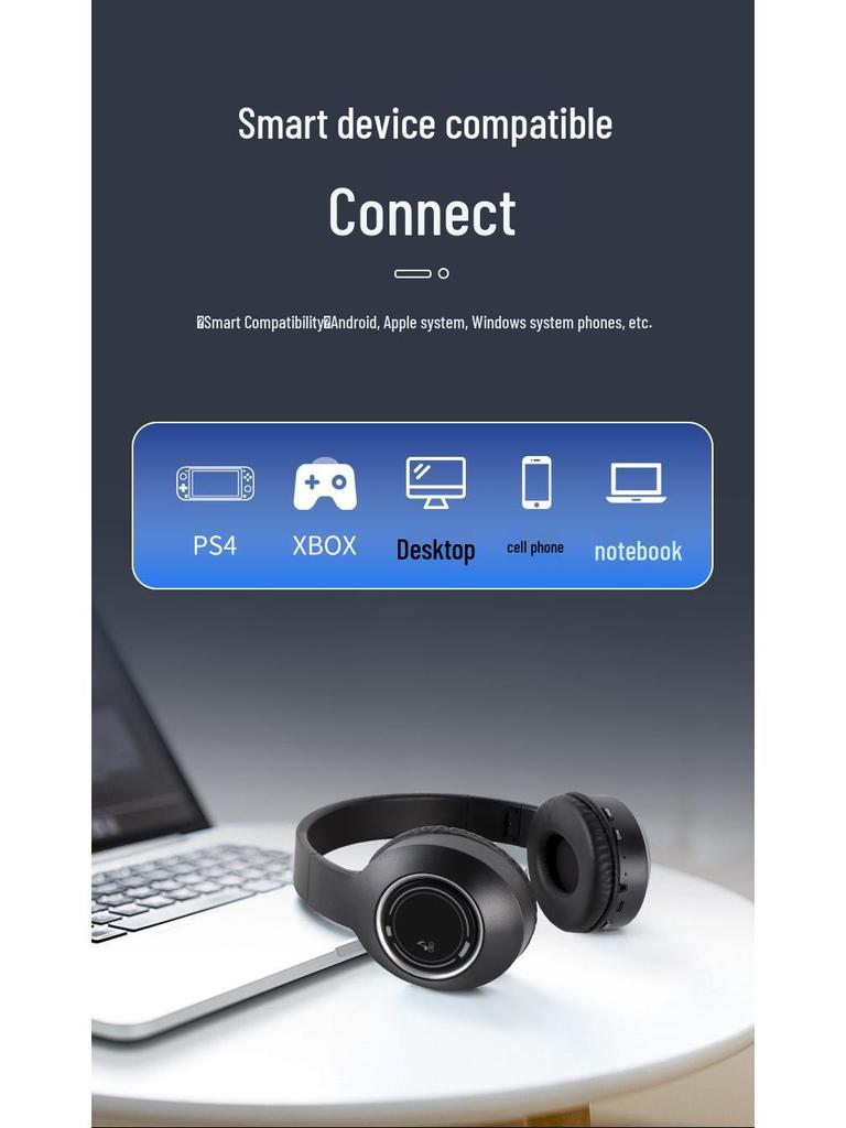 Luminous Bluetooth Headset: Foldable, High-Value, Head-Mounted for Gaming & Music