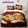 Lion and Rose Pattern Bedding Home Decoration Birthday Gift (1 * duvet cover + 2 * pillowcase, without core)