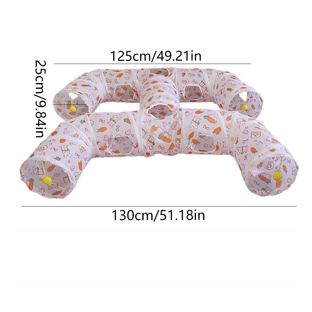 Carrot Print Cat Tunnel Multi-Shape Foldable & Easy Storage Cat Toy Tunnel for Play & Hideaway Pet Tube Self-Entertaining Play