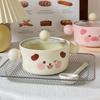 Korean Cute Ceramic Instant Noodle Bowl with Lid Instant Noodle Bowl for Student Dormitory Snail Powder Personal Bowl