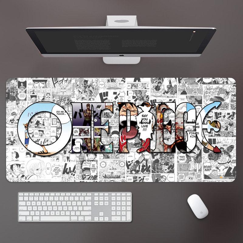 High Definition ONE PIECE Leather Mouse Pad Large Office Computer Desk Pad Non-slip Computer Keyboard Pad Animation Peripheral