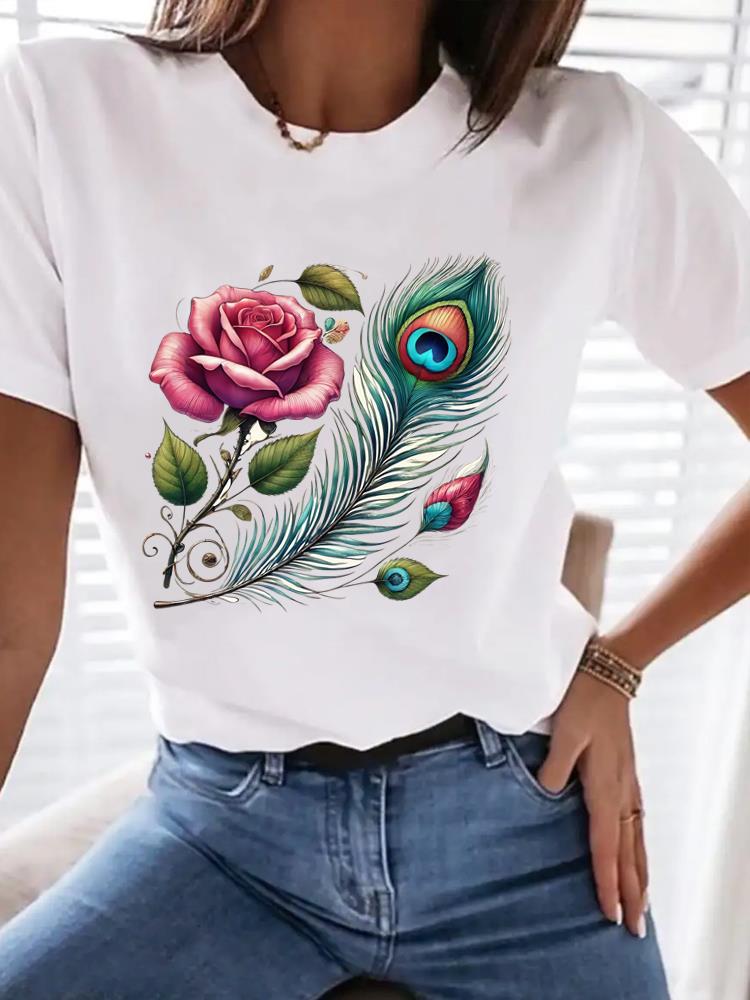 (Asian Size) Clothing sweet butterfly trend cute T Shirt Tee Top Women Fashion Female Woman Print  Short Sleeve Graphic T-shirts