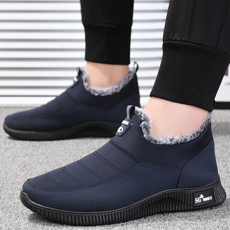 Fashion Men's Boots Warm Plush Ankle Boots Men Lightweight Snow Boots Round Toe Men Casual Shoes Comfortable Male Sneakers Shoes