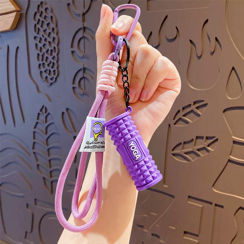 Mini Foam Roller Fitness Keychain Silicone Gym Workout Gifts Outdoor Backpack Pendant Gym-Lockers Decoration For Gym Lovers