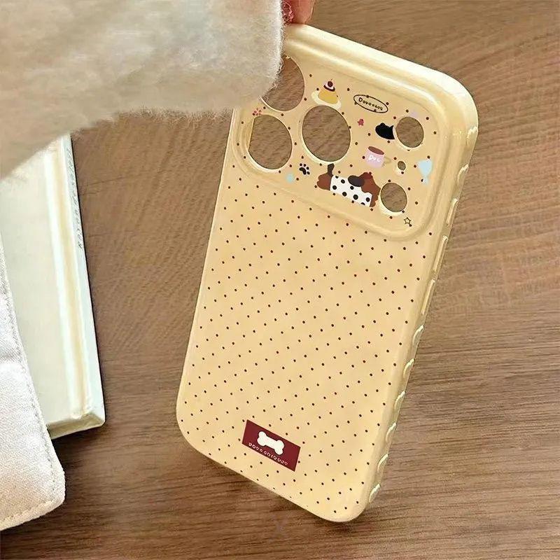 

Polka Dot Heart Sausage Dog Soft Case for Apple iPhone 17 Pro Max, 14, 15, 16 - Large Window Design Apple 11 Pro Max