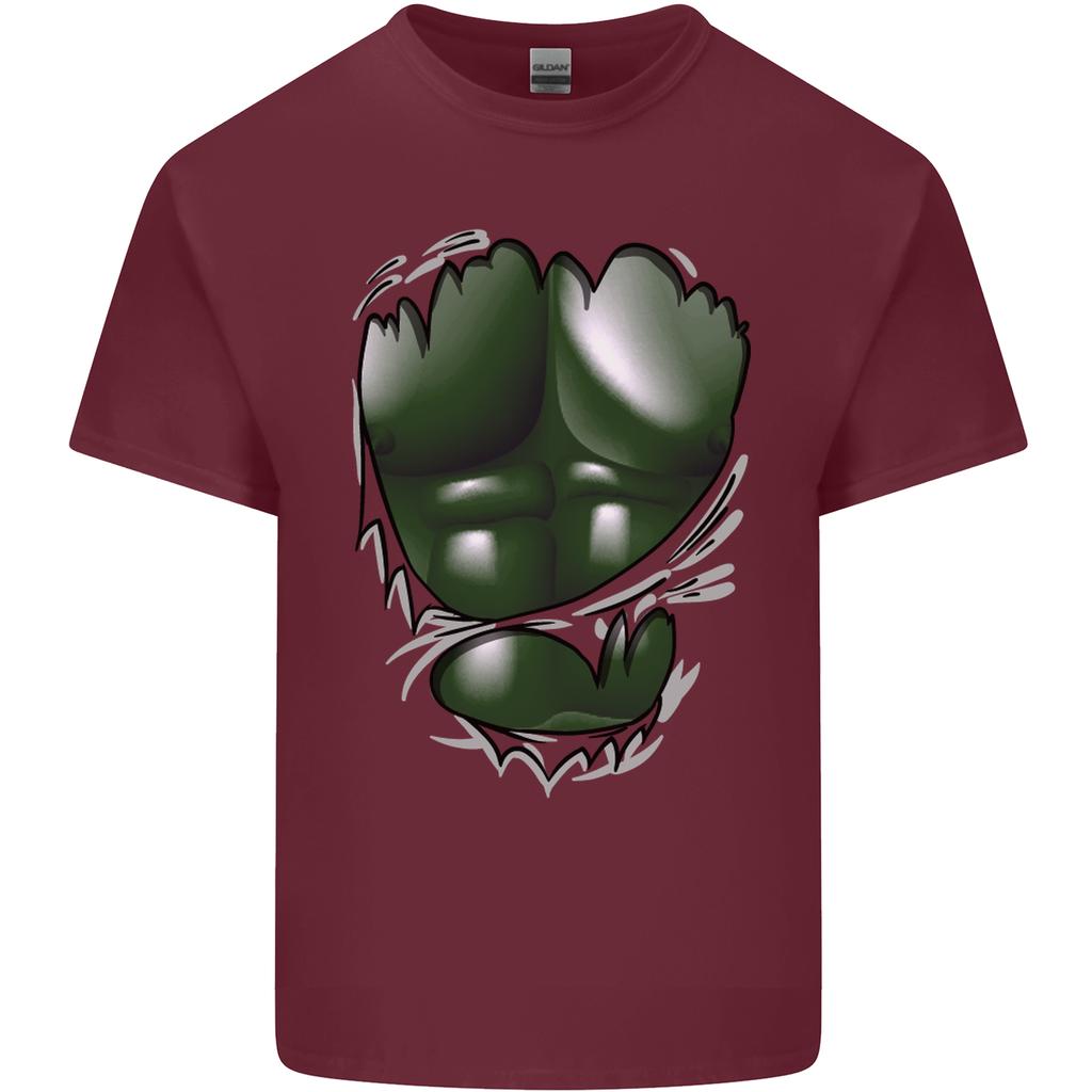 Gym Green Torso Ripped Muscles Effect Unisexs Light Cotton TShirt