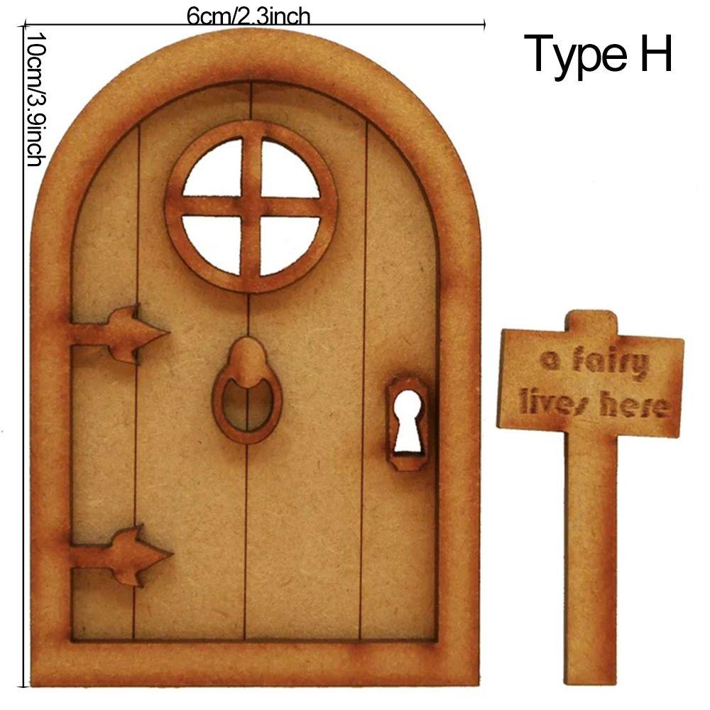 Miniature Fairy Gnome Door Figurines Vintage Wooden Elf Home Fairy Elf Door Kit For Yard Art Garden Tree Sculpture Statues Decor
