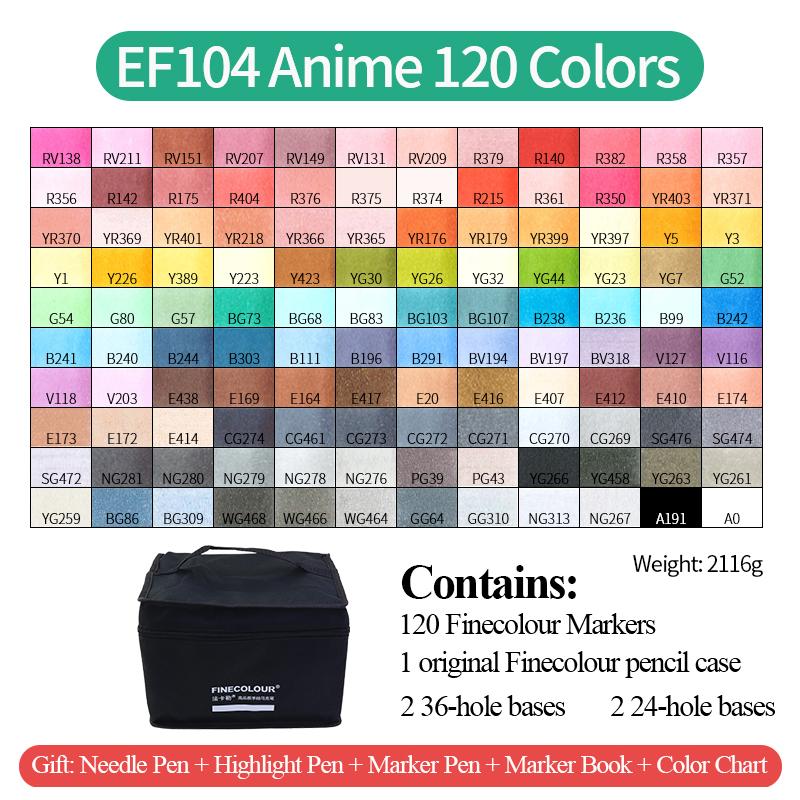 EF104 Double-Head Alcohol Marker Pens Sketch Design Marker Brush Pen Beginner Manga Graphic Drawing Art Supplies